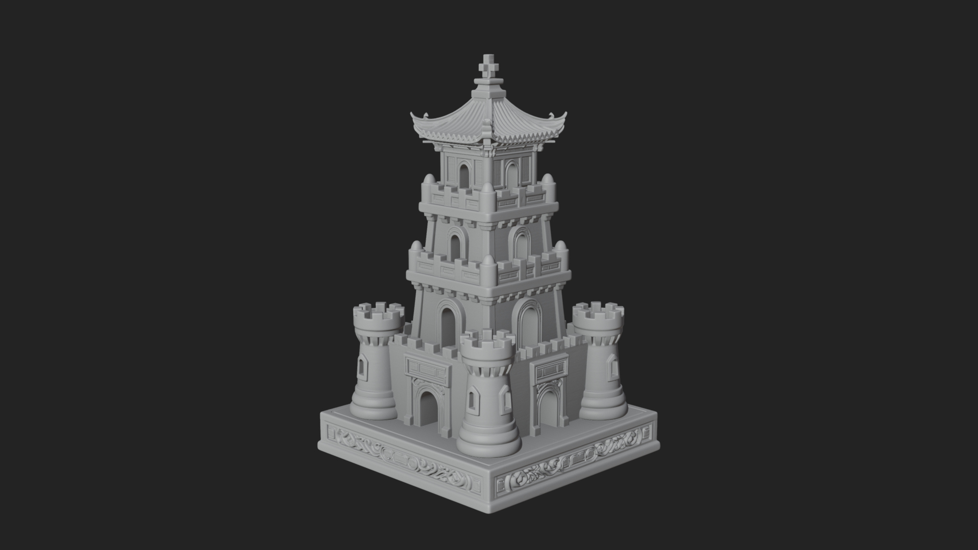 Castle Rook Chess Tower Design 15 3D Print Model 3D Model