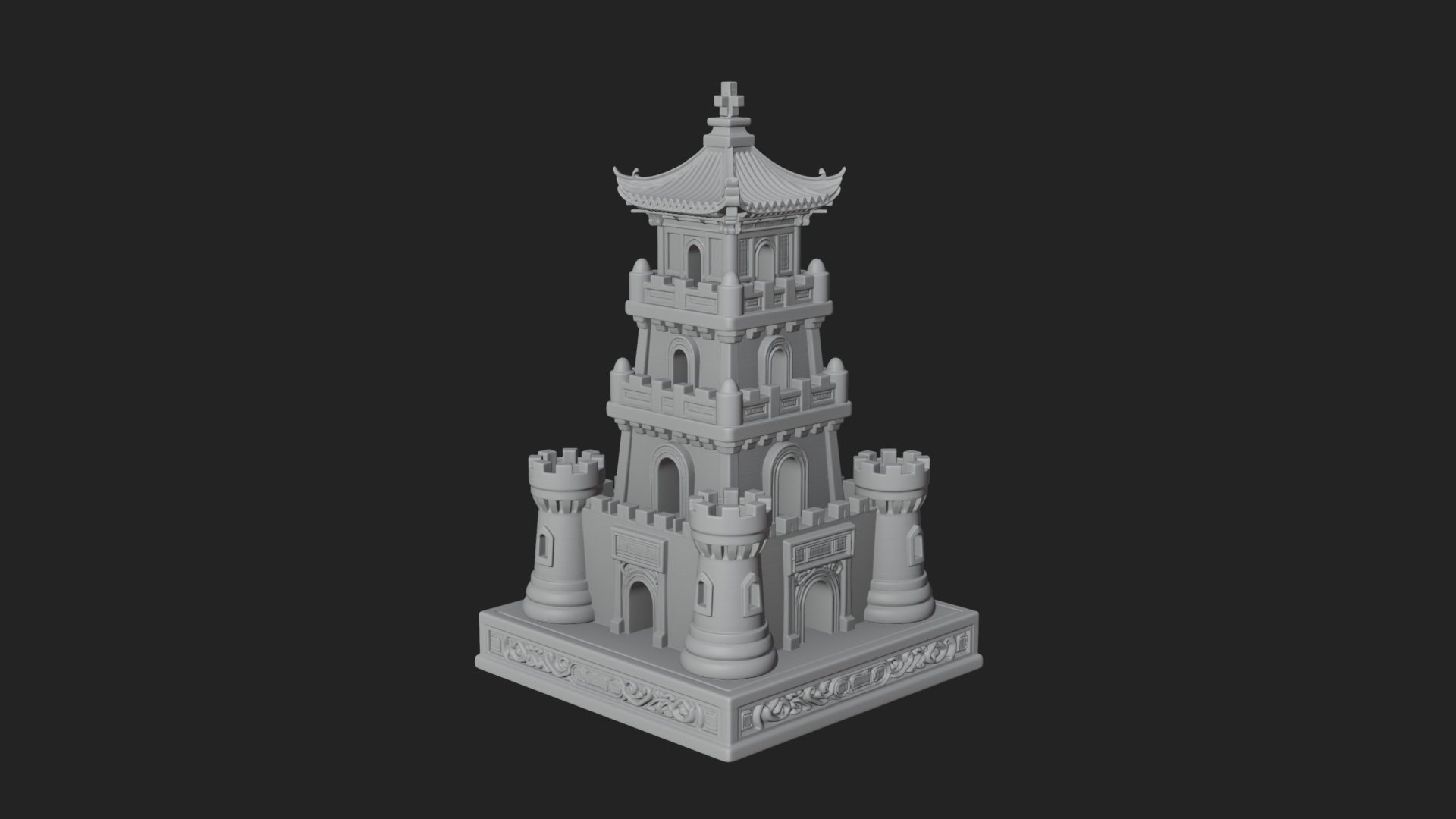 Castle Rook Chess Tower Design 15 3D Print Model 3D Model