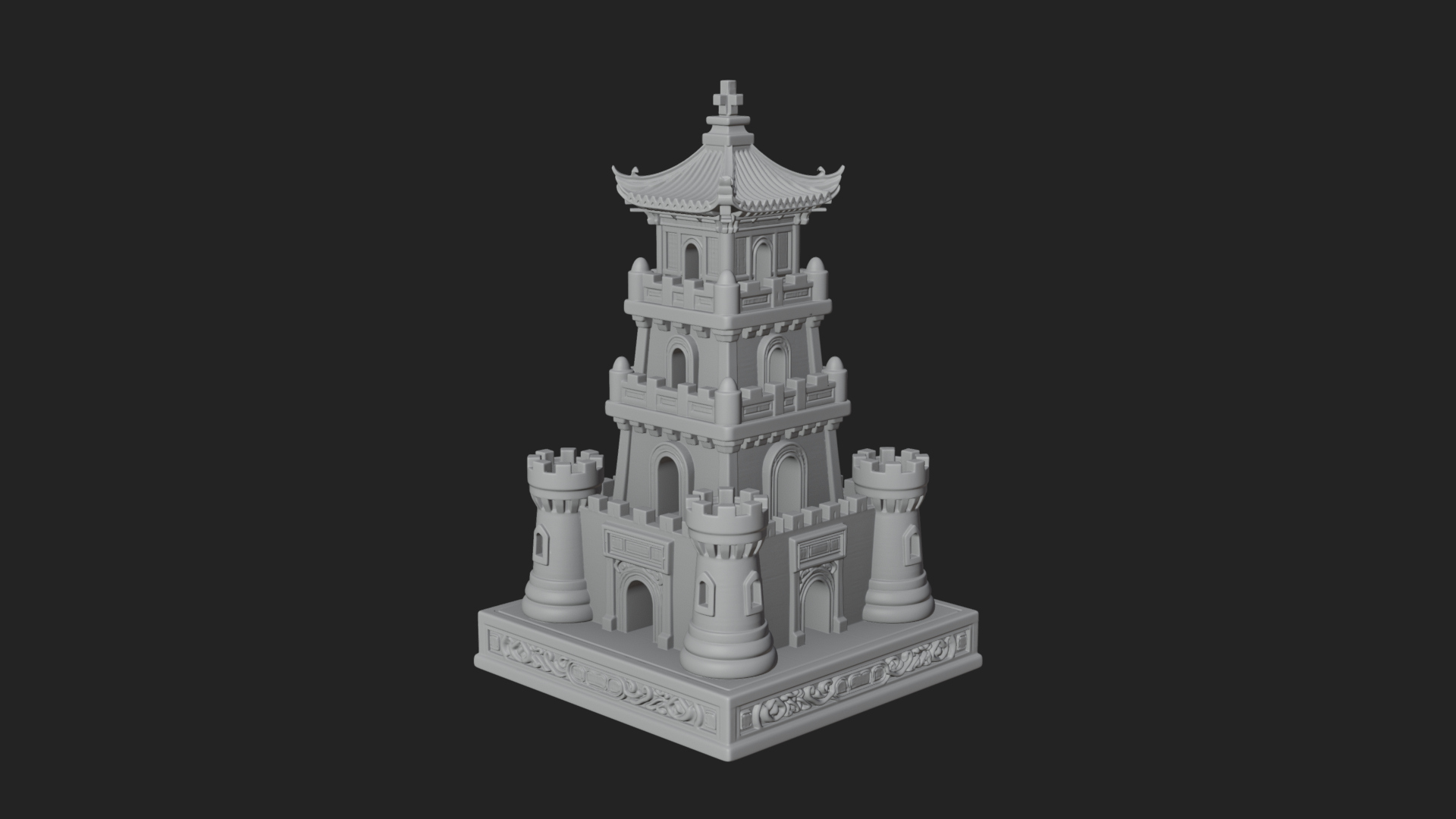Castle Rook Chess Tower Design 15 3D Print Model 3D Model