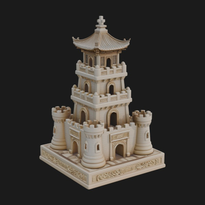 Castle Rook Chess Tower Design 15 3D Print Model