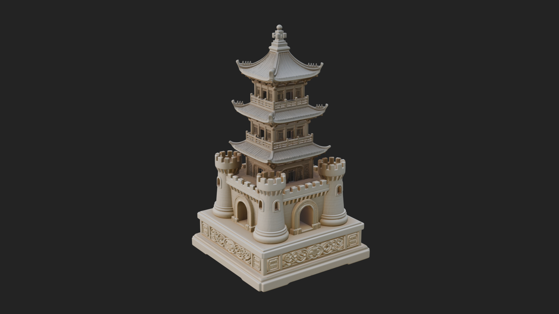 Castle Rook Chess Tower Design 16 3D Print Model 3D Model