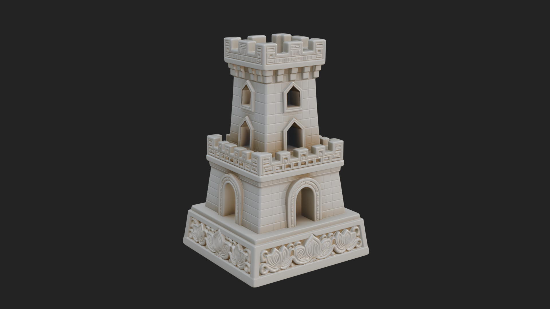 Castle Rook Chess Tower Design 2 3D Print Model 3D Model