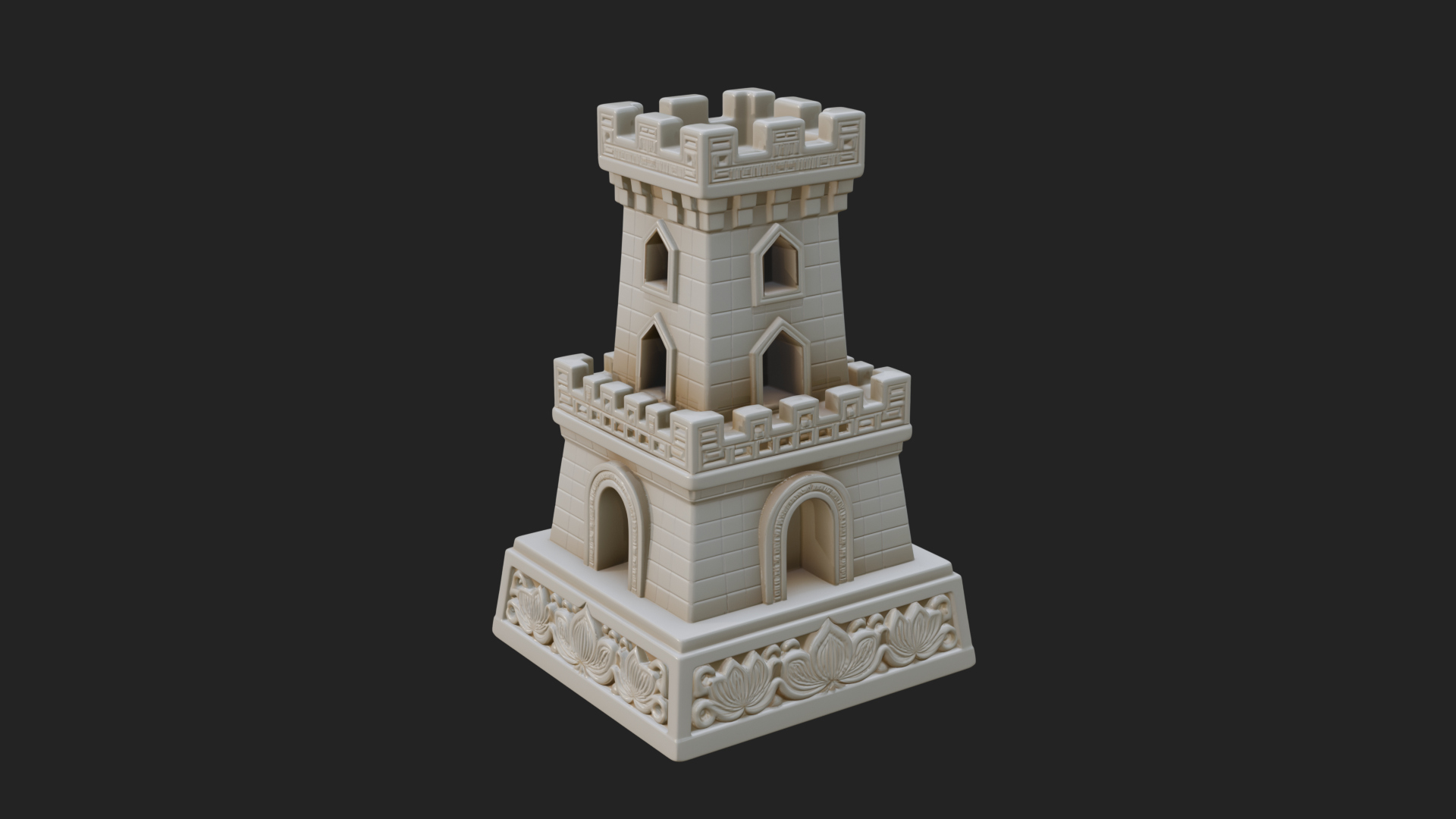 Castle Rook Chess Tower Design 2 3D Print Model 3D Model