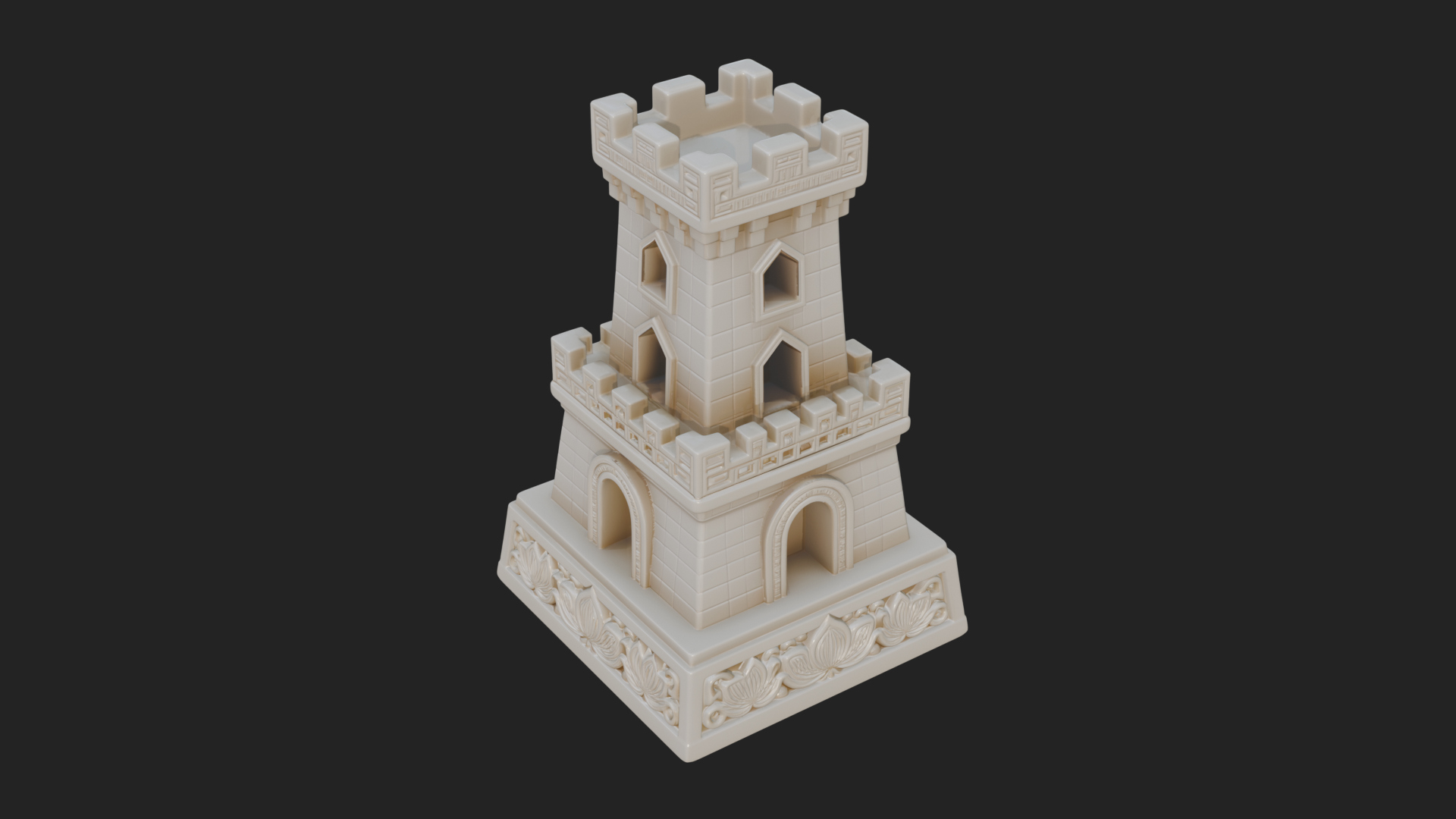 Castle Rook Chess Tower Design 2 3D Print Model 3D Model