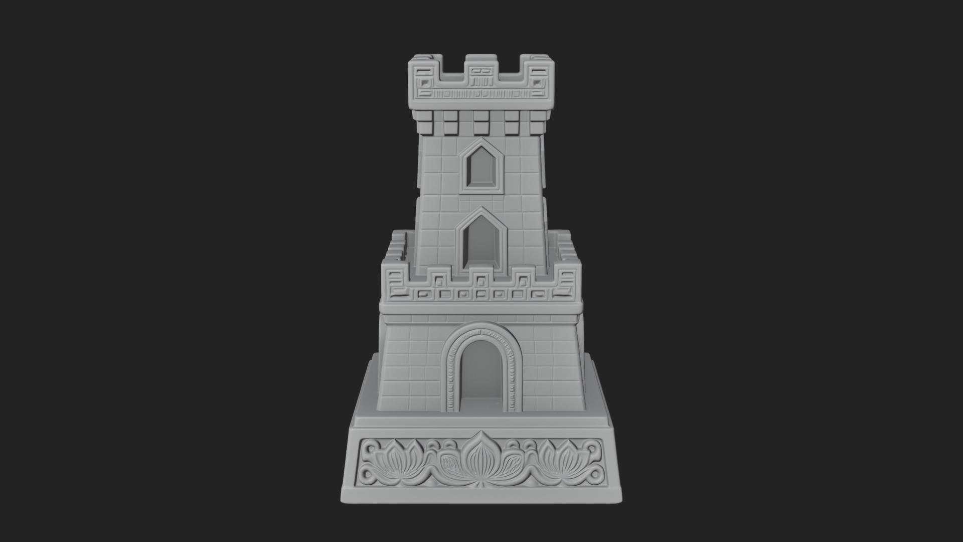 Castle Rook Chess Tower Design 2 3D Print Model 3D Model