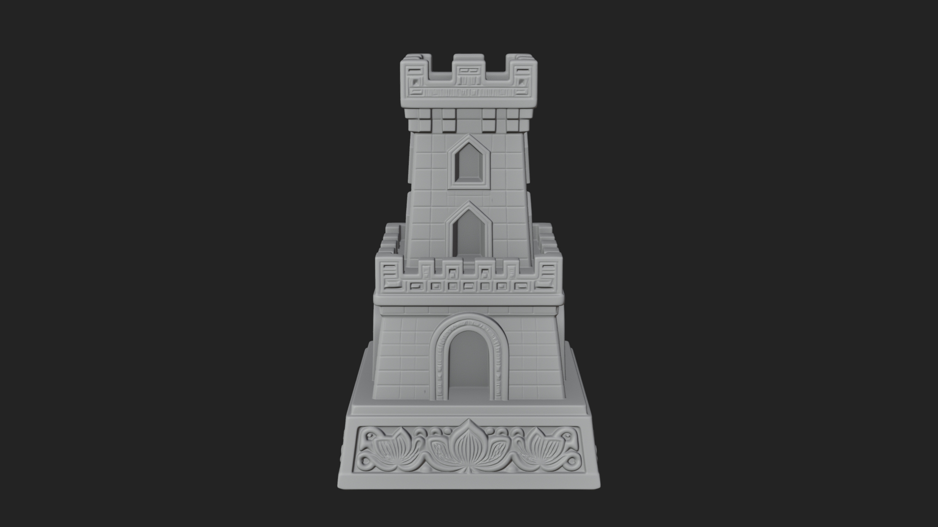 Castle Rook Chess Tower Design 2 3D Print Model 3D Model