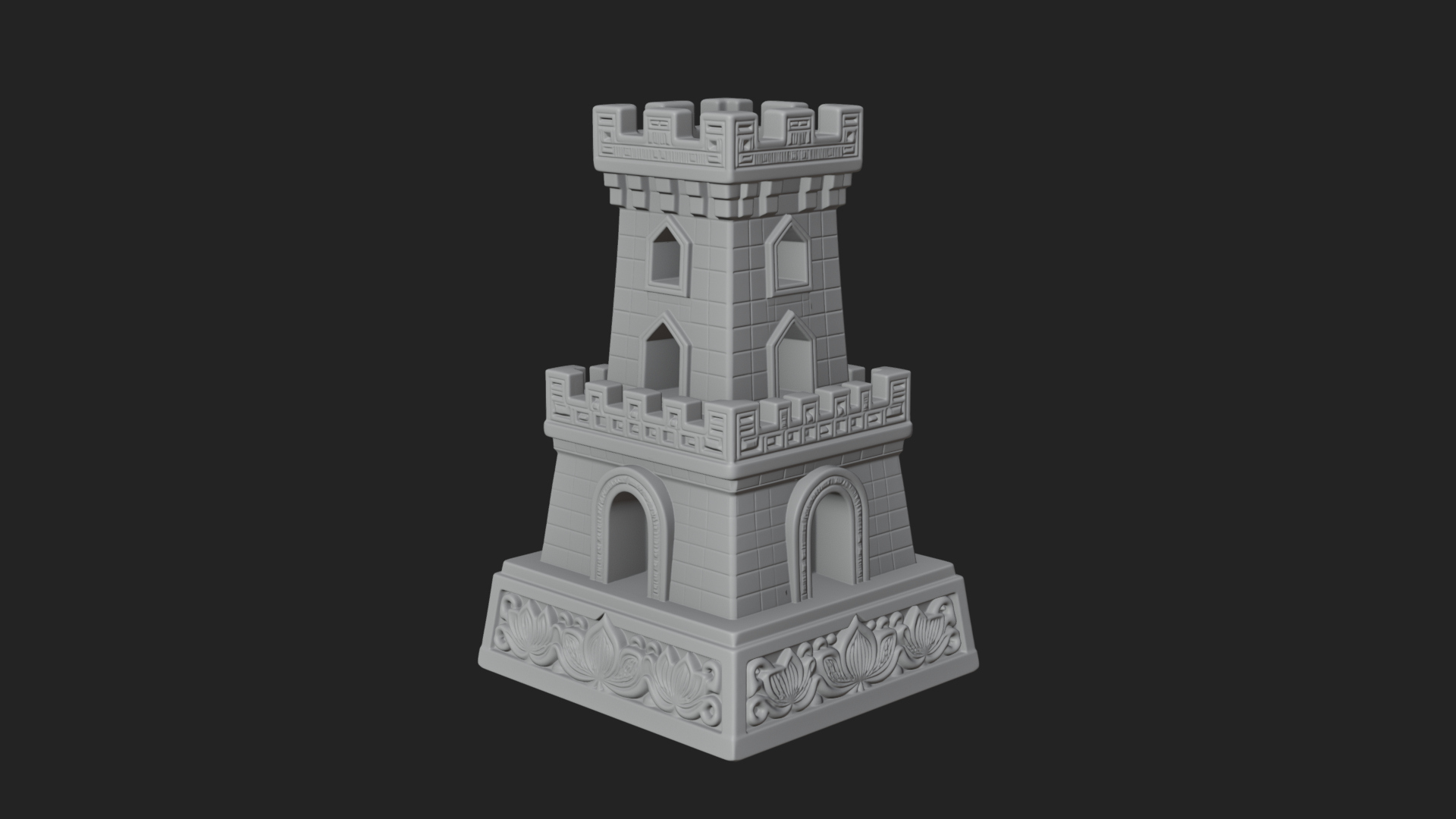 Castle Rook Chess Tower Design 2 3D Print Model 3D Model