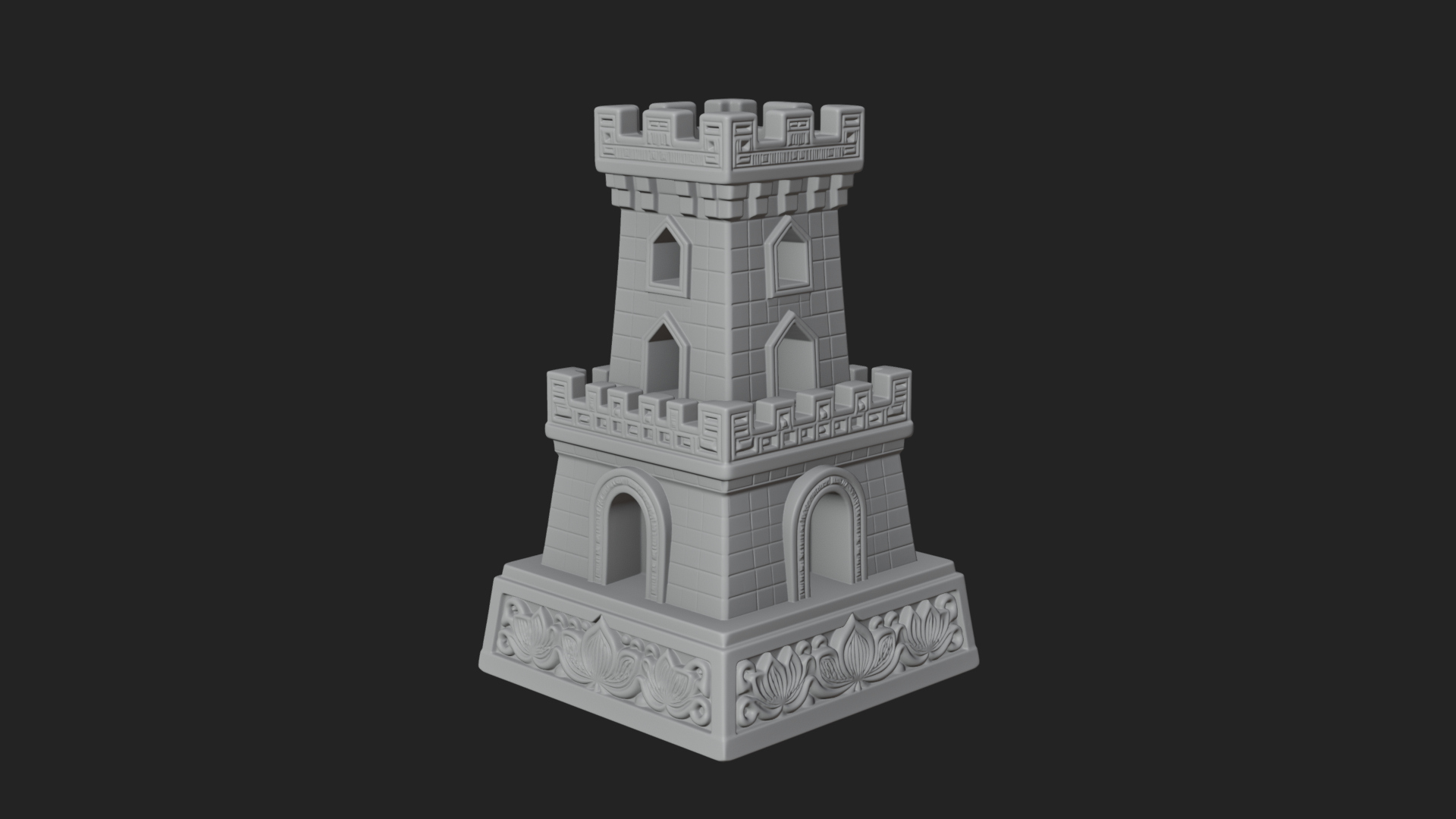 Castle Rook Chess Tower Design 2 3D Print Model 3D Model