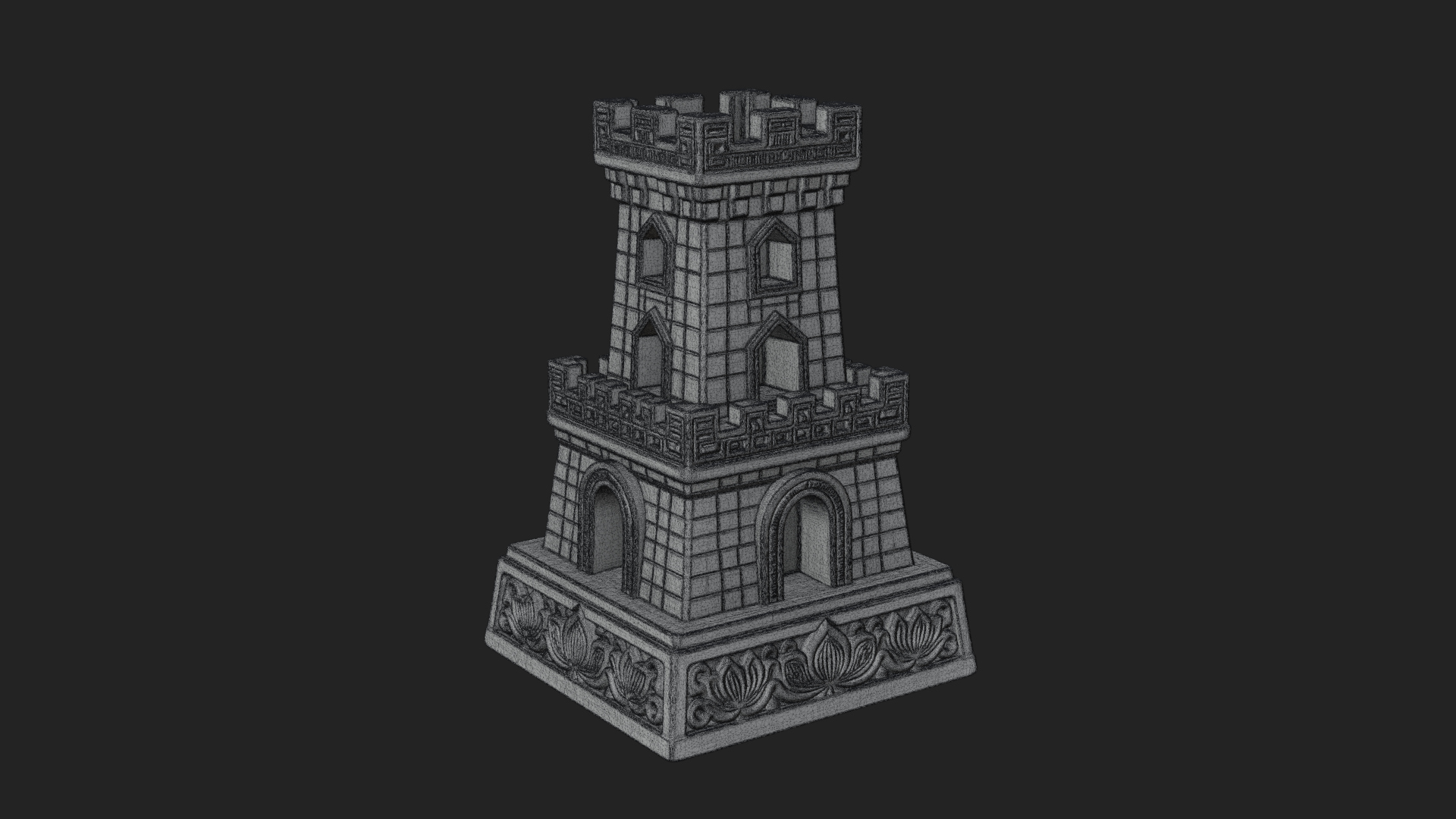 Castle Rook Chess Tower Design 2 3D Print Model 3D Model