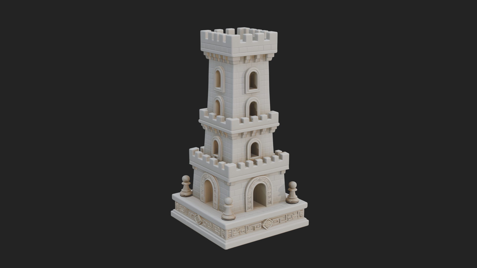 Castle Rook Chess Tower Design 22 3D Print Model 3D Model