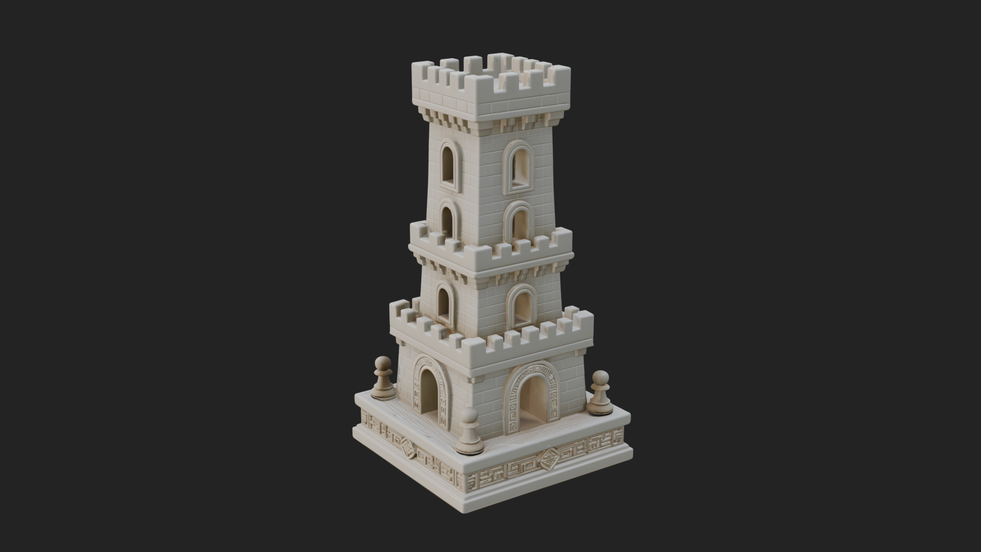 Castle Rook Chess Tower Design 22 3D Print Model 3D Model