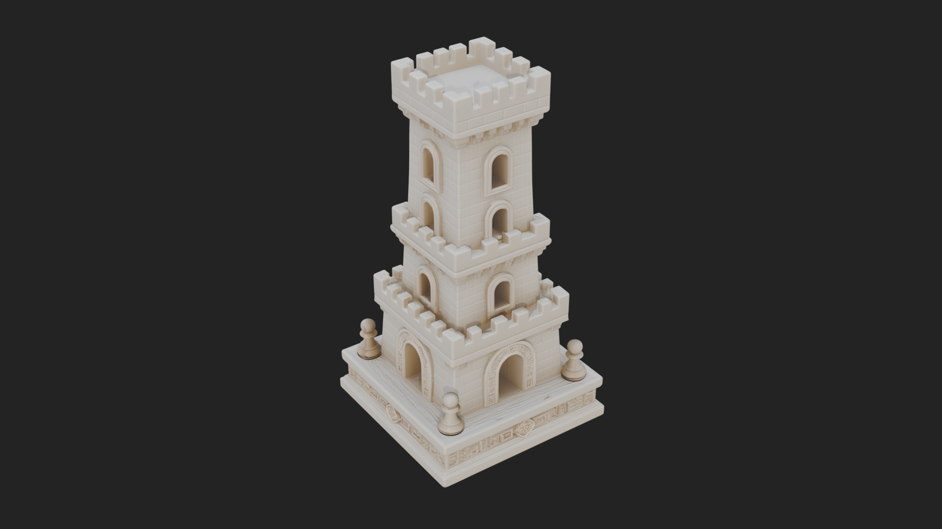 Castle Rook Chess Tower Design 22 3D Print Model 3D Model