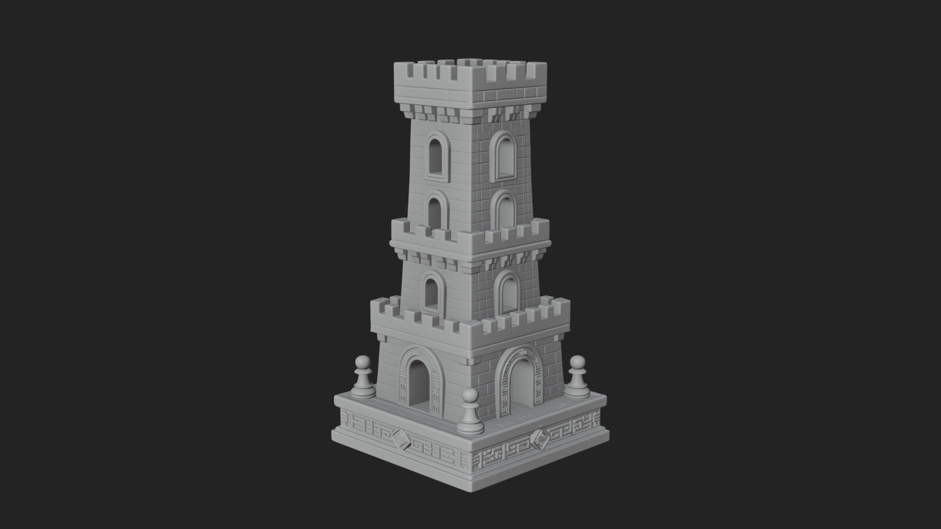 Castle Rook Chess Tower Design 22 3D Print Model 3D Model