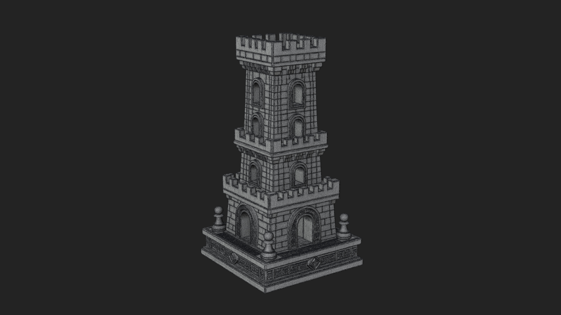 Castle Rook Chess Tower Design 22 3D Print Model 3D Model