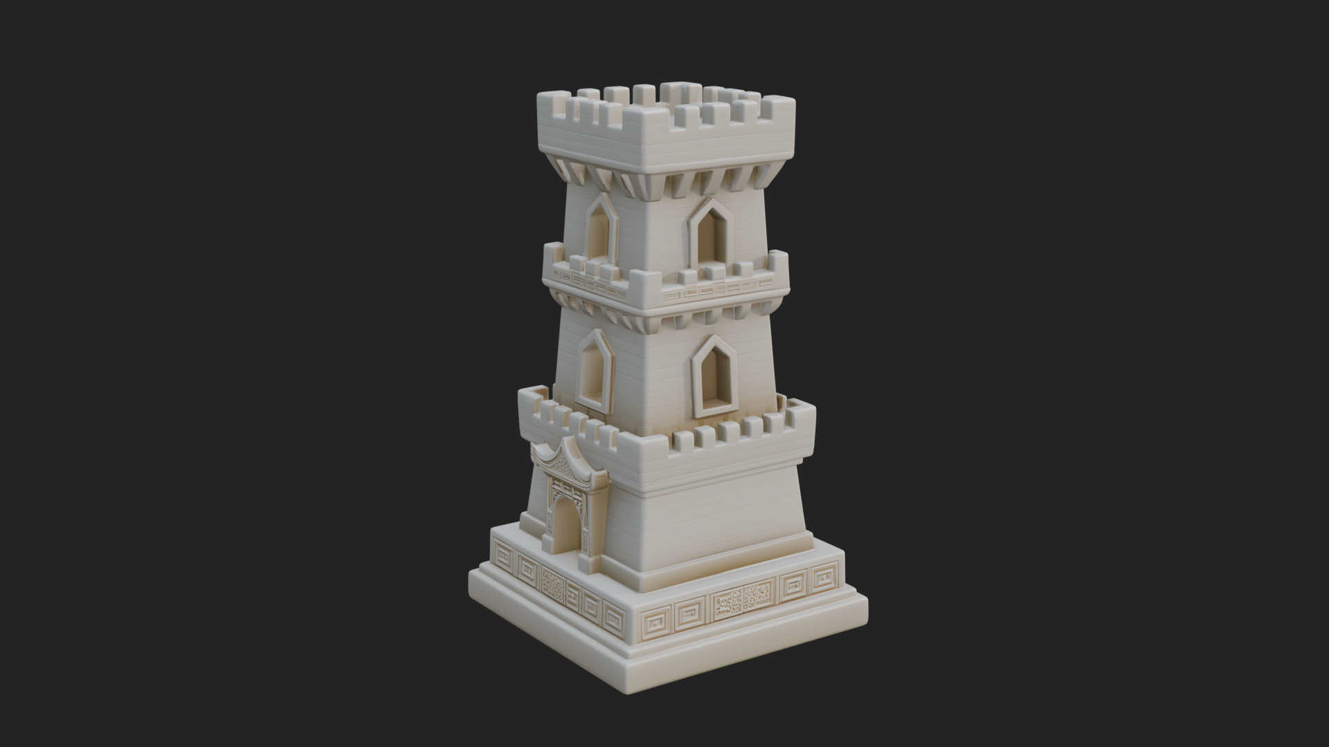 Castle Rook Chess Tower Design 24 3D Print Model 3D Model