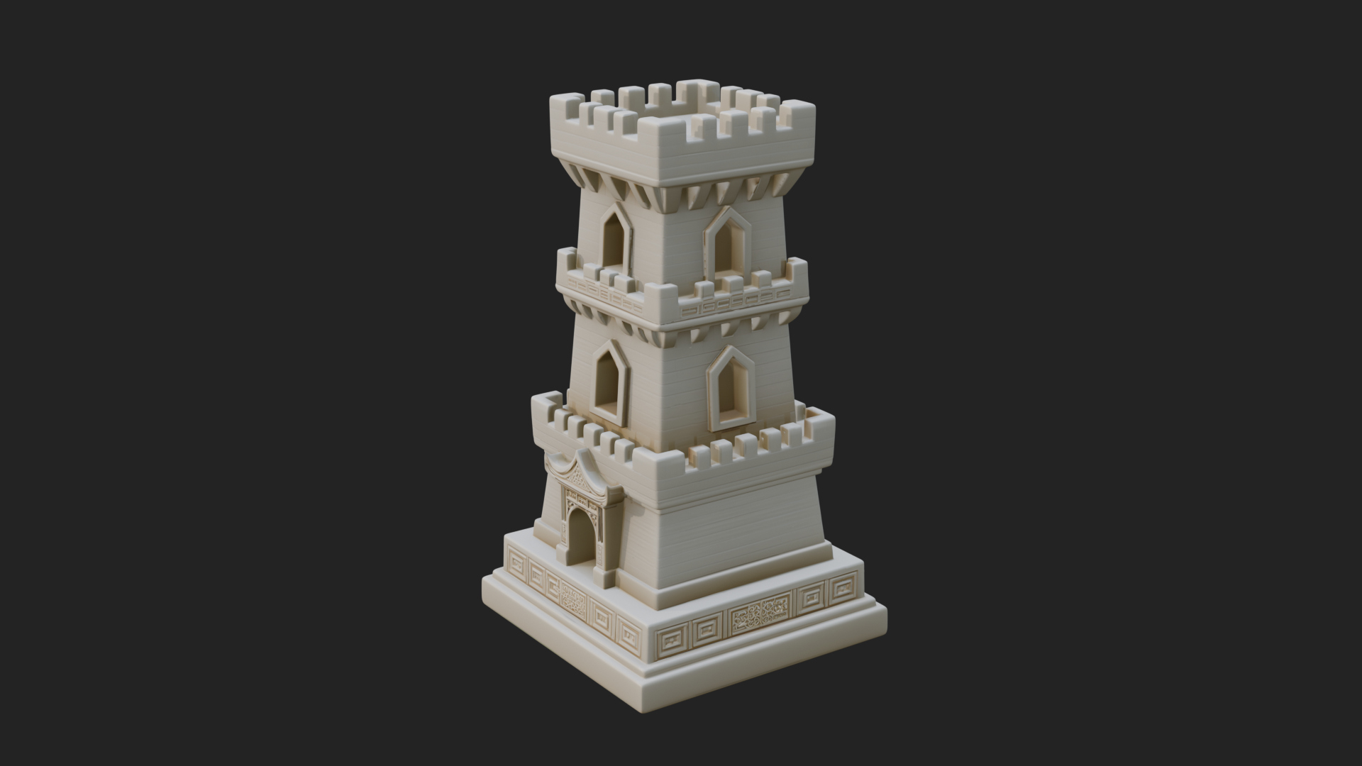 Castle Rook Chess Tower Design 24 3D Print Model 3D Model