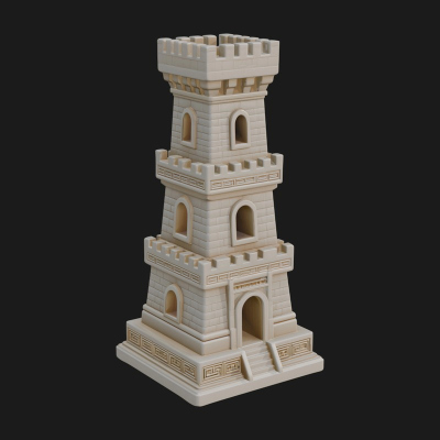 Castle Rook Chess Tower Design 27 3D Print Model