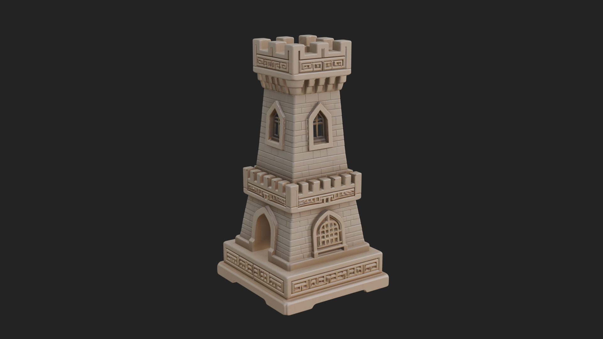 Castle Rook Chess Tower Design 29 3D Print Model 3D Model