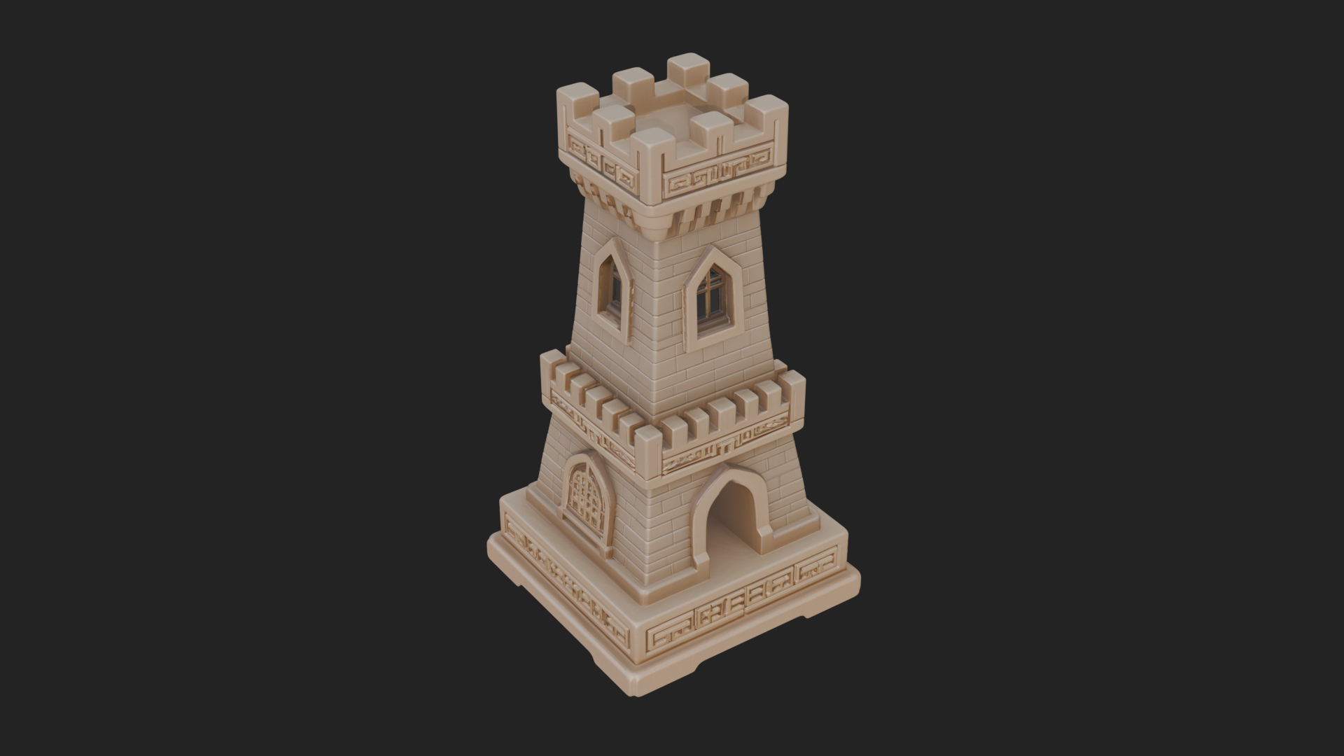 Castle Rook Chess Tower Design 29 3D Print Model 3D Model
