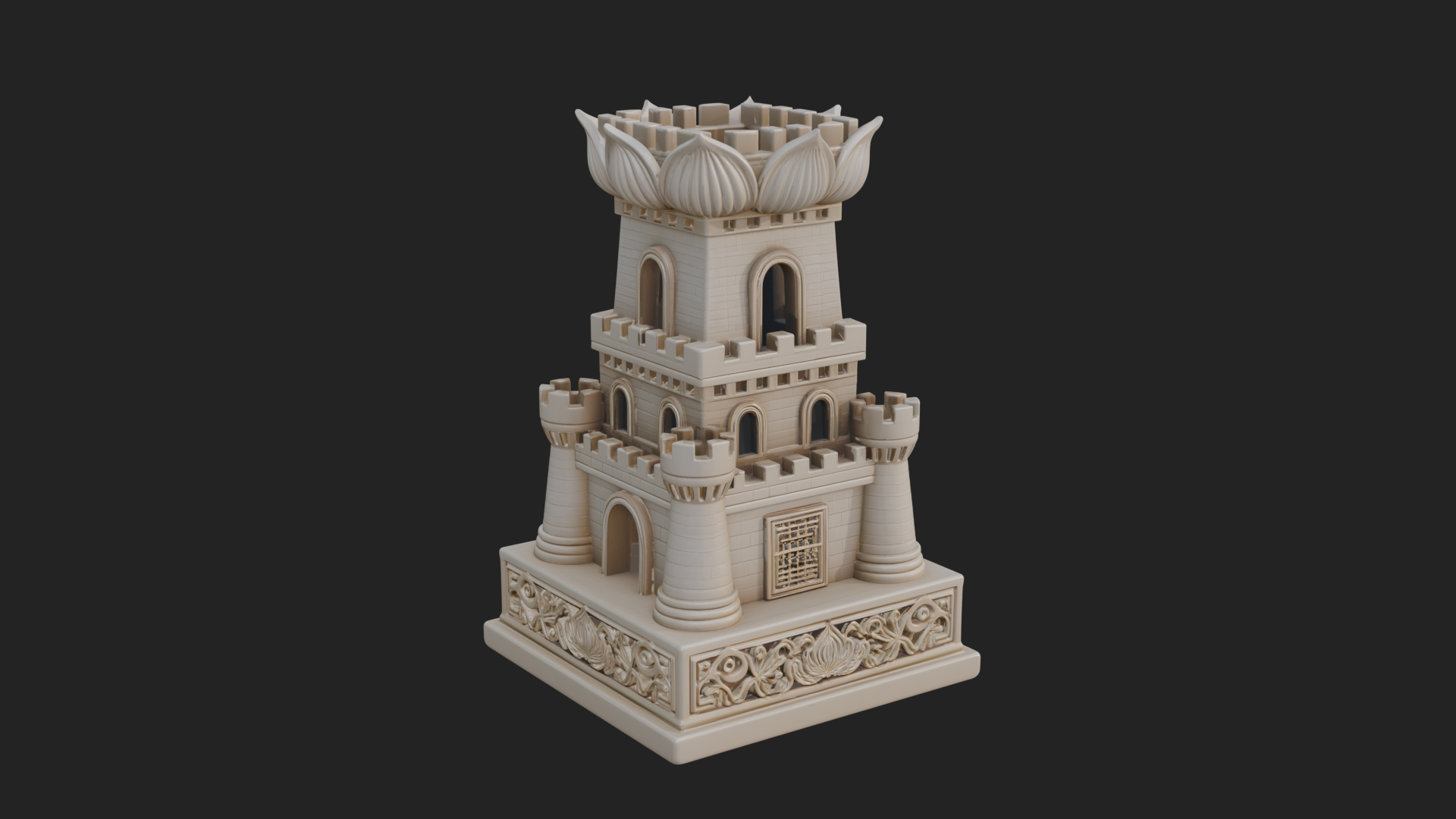 Castle Rook Chess Tower Design 3 3D Print Model 3D Model