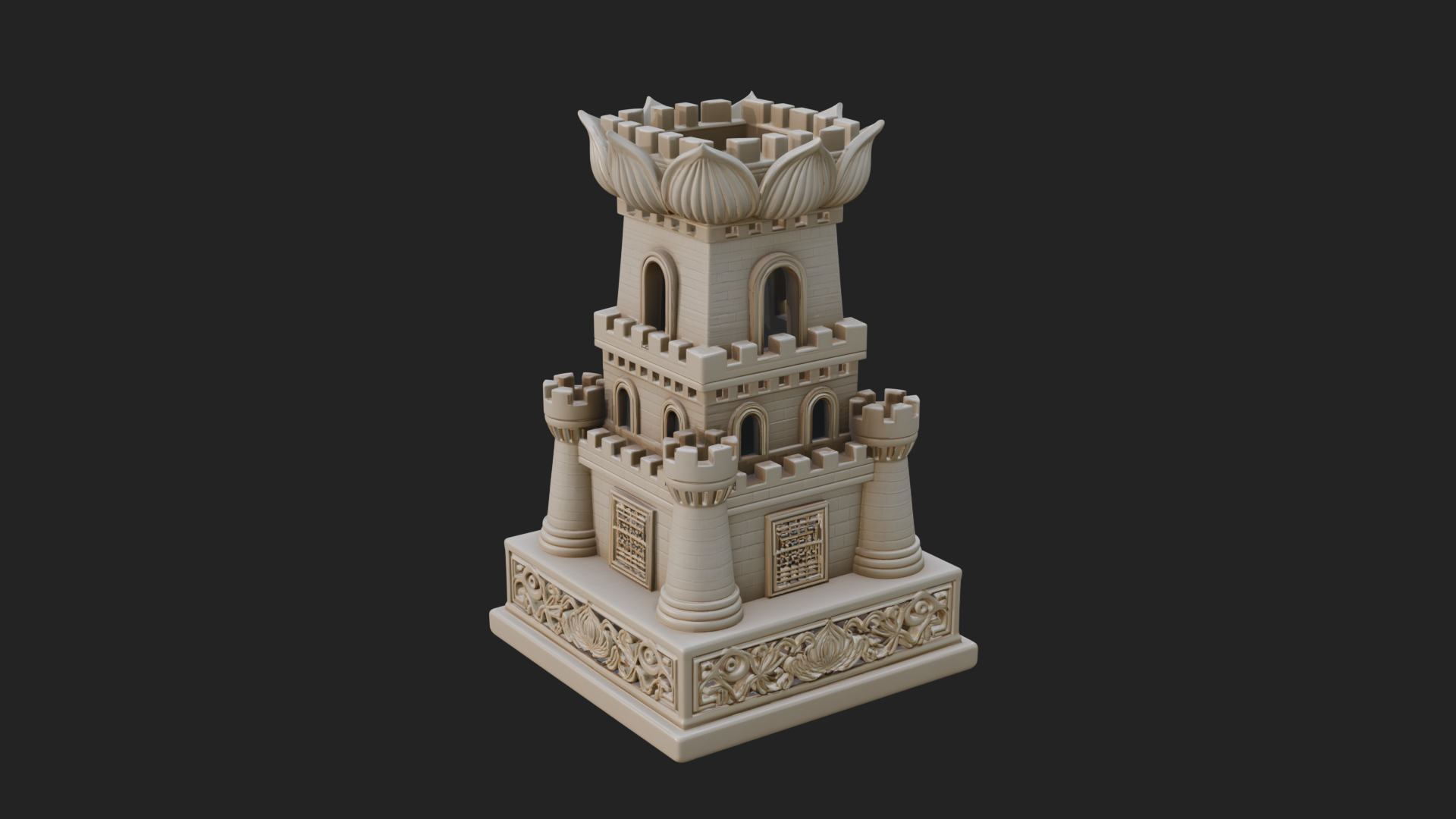 Castle Rook Chess Tower Design 3 3D Print Model 3D Model