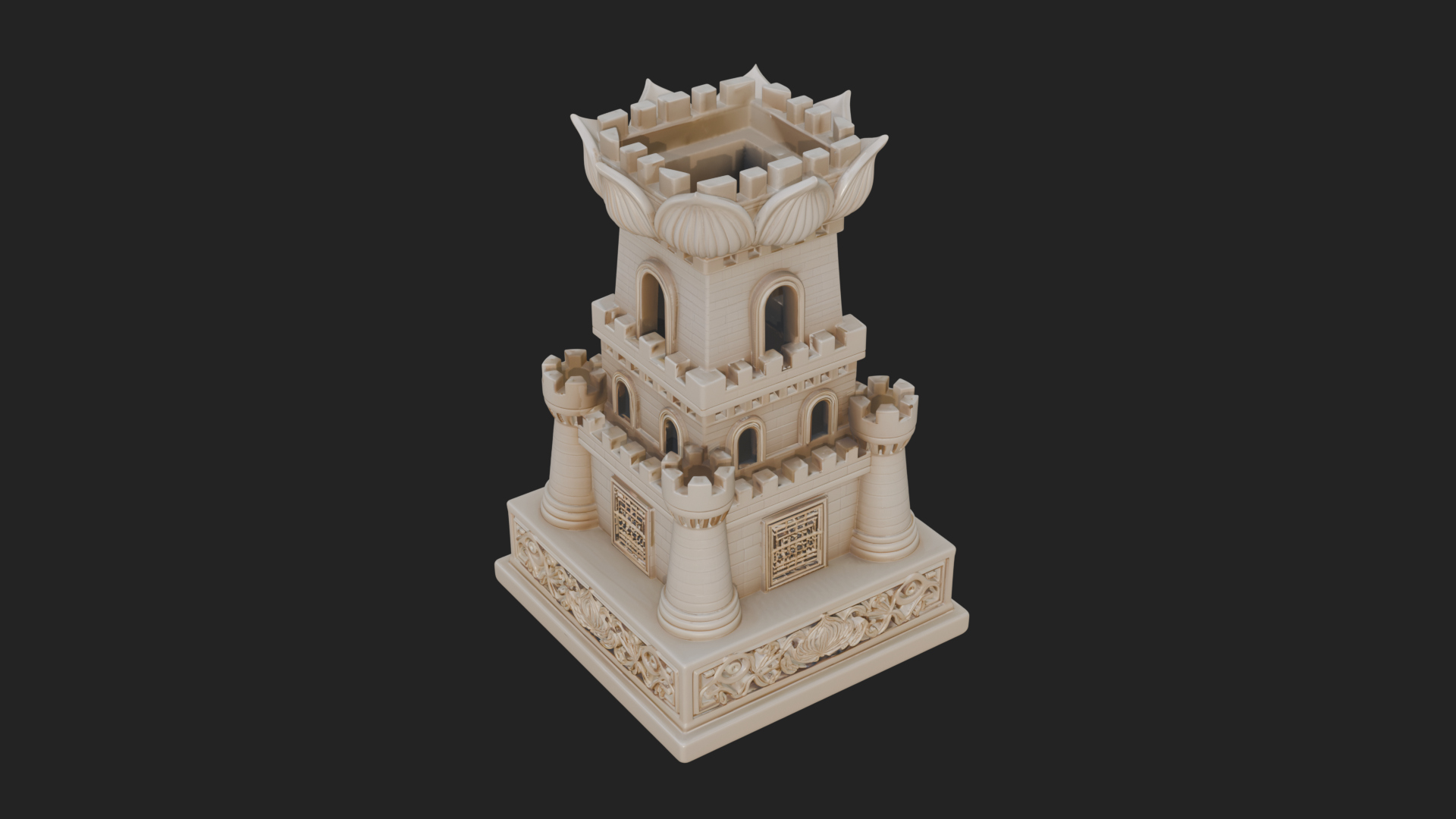 Castle Rook Chess Tower Design 3 3D Print Model 3D Model