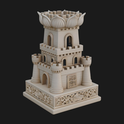 Castle Rook Chess Tower Design 3 3D Print Model
