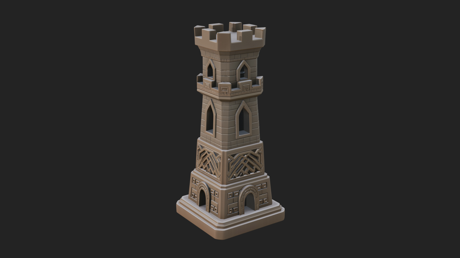 Castle Rook Chess Tower Design 32 3D Print Model 3D Model