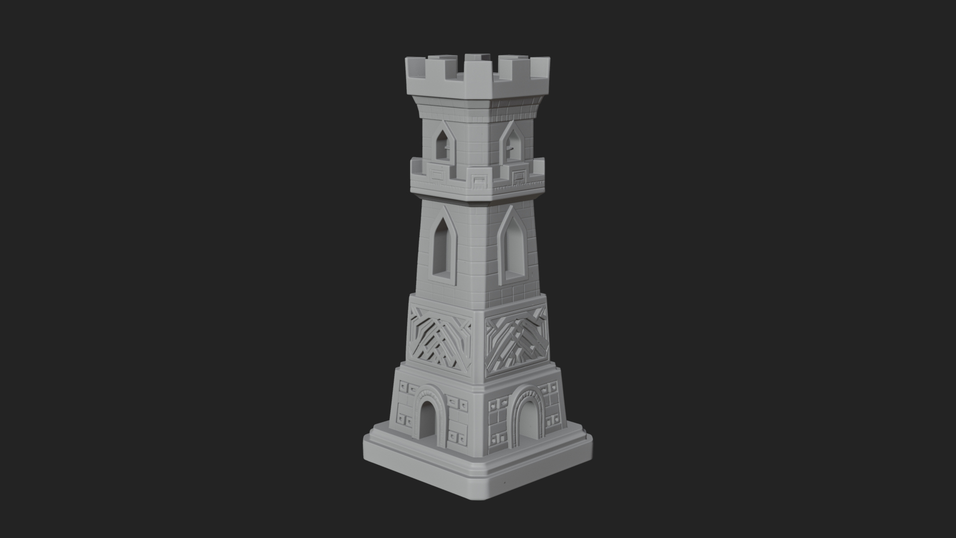 Castle Rook Chess Tower Design 32 3D Print Model 3D Model