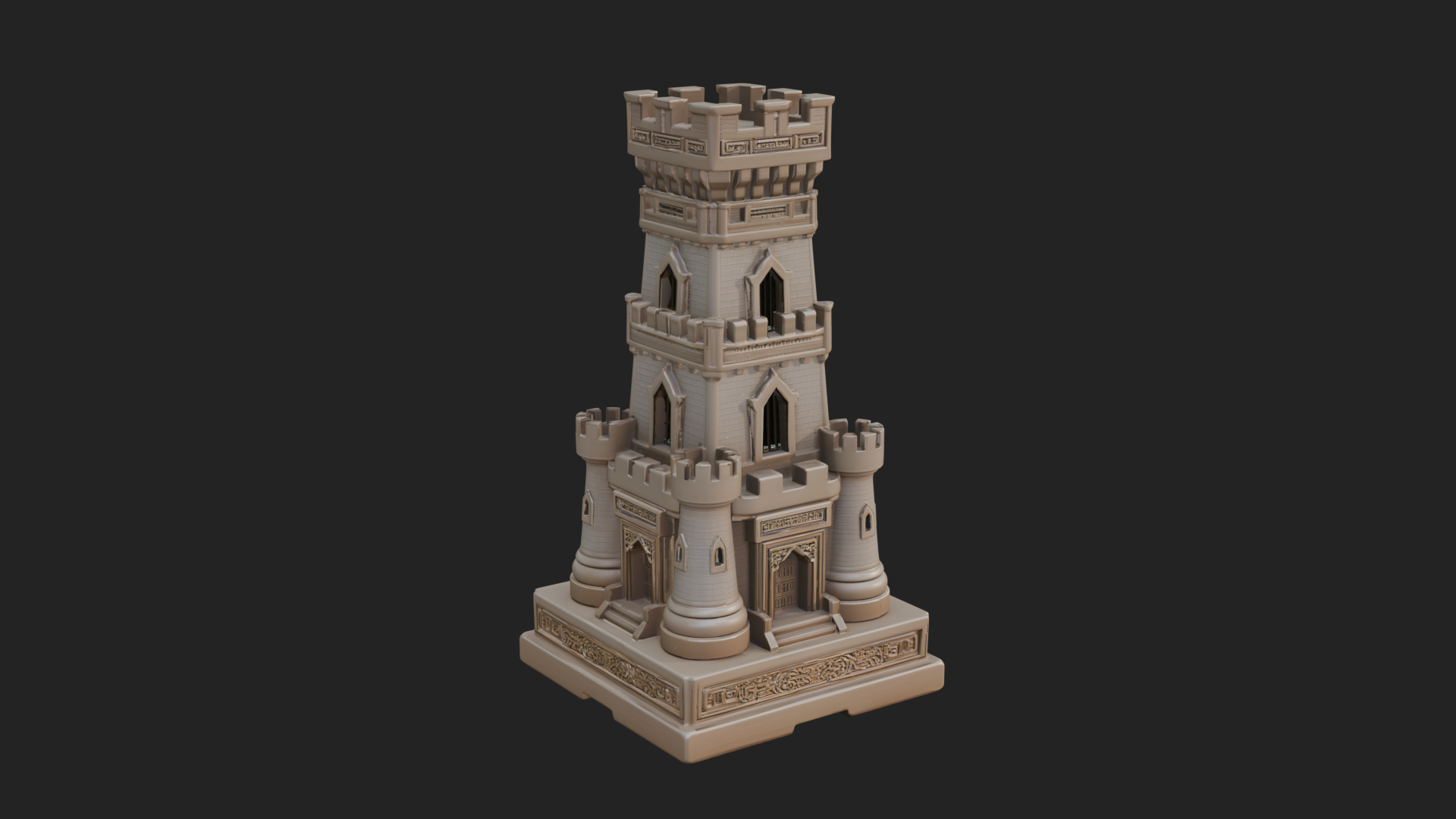 Castle Rook Chess Tower Design 34 3D Print Model 3D Model
