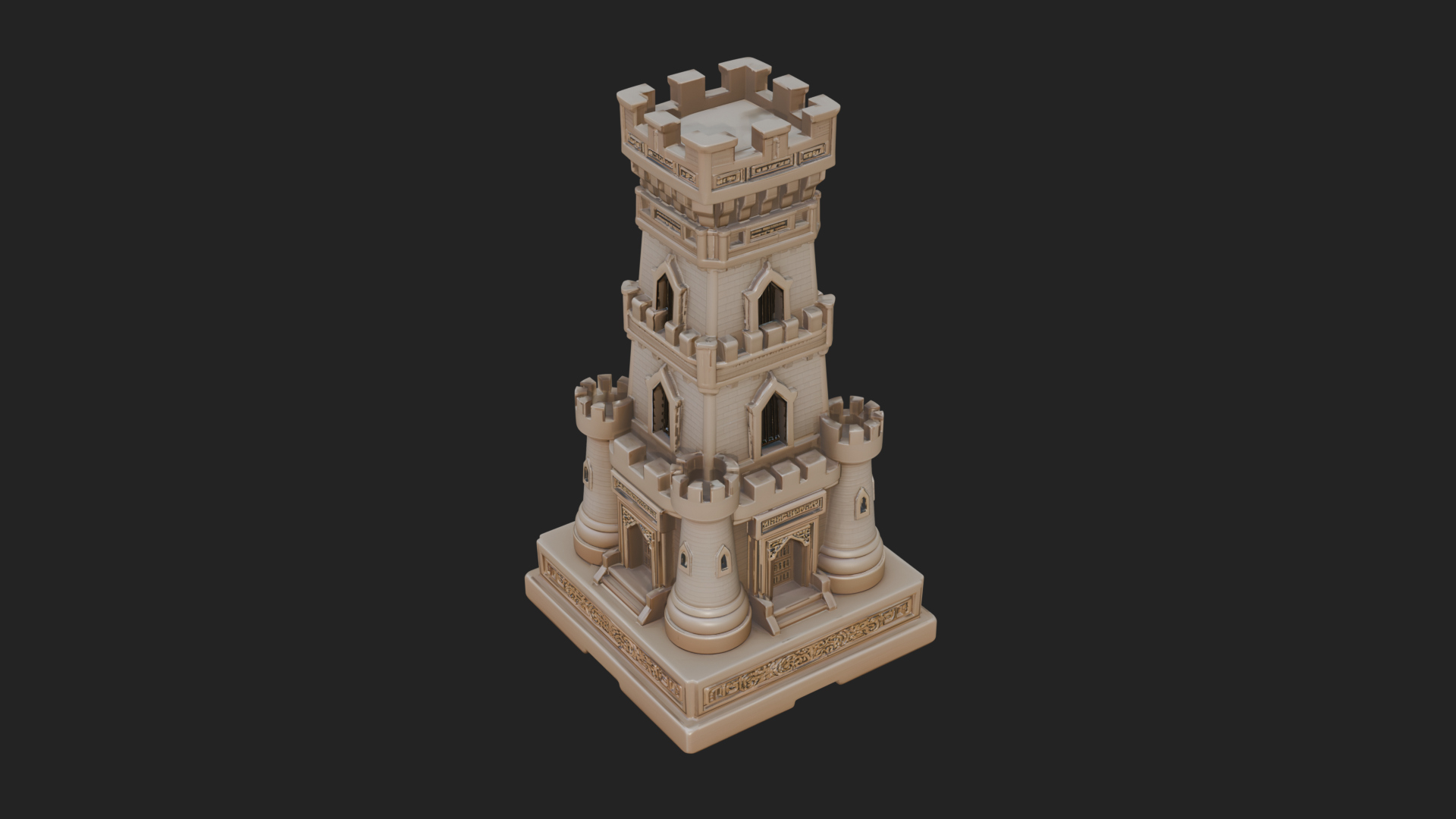 Castle Rook Chess Tower Design 34 3D Print Model 3D Model
