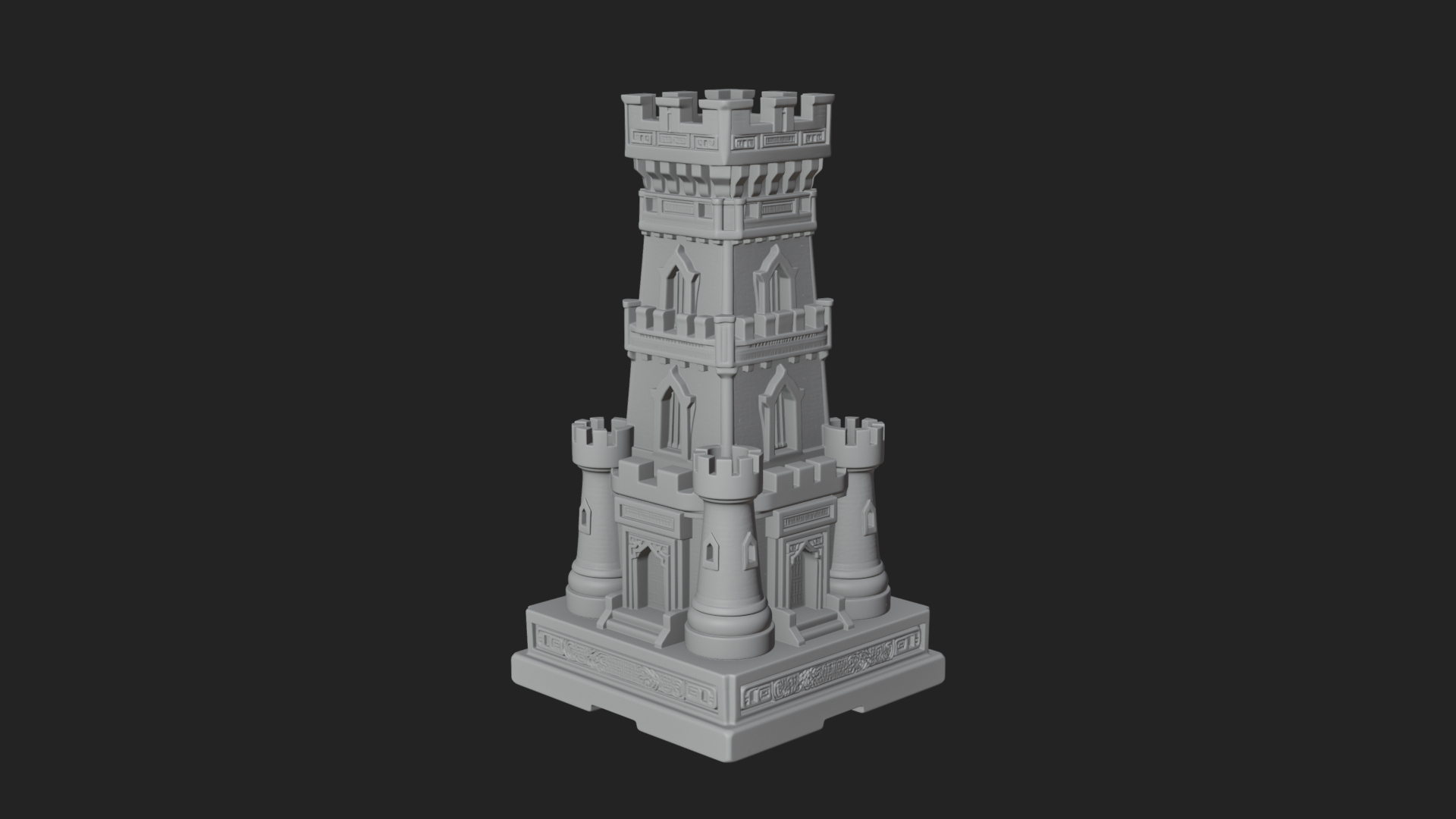 Castle Rook Chess Tower Design 34 3D Print Model 3D Model