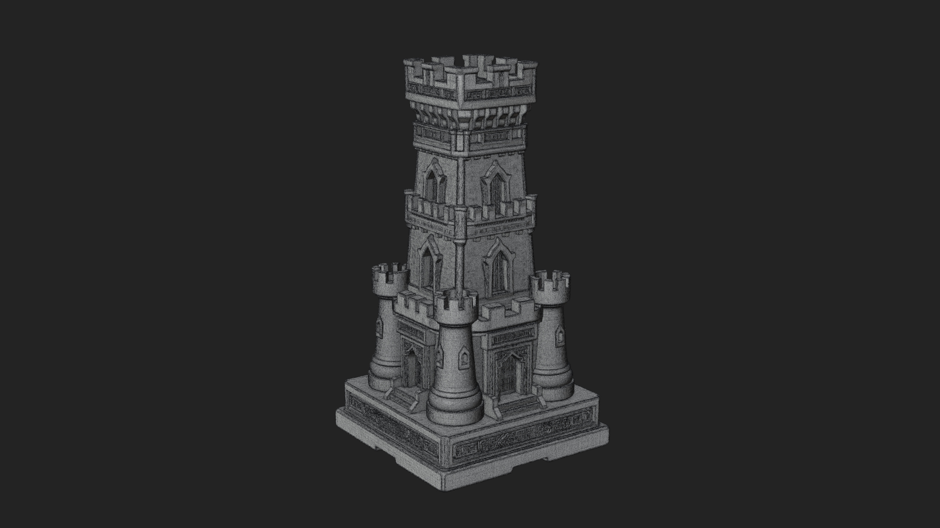Castle Rook Chess Tower Design 34 3D Print Model 3D Model