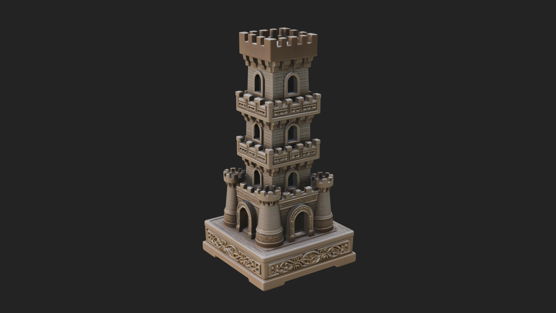 Castle Rook Chess Tower Design 35 3D Print Model 3D Model