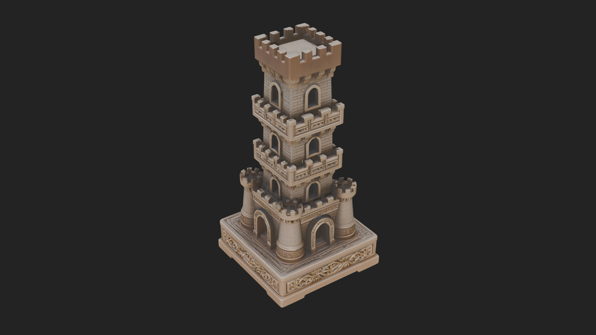 Castle Rook Chess Tower Design 35 3D Print Model 3D Model