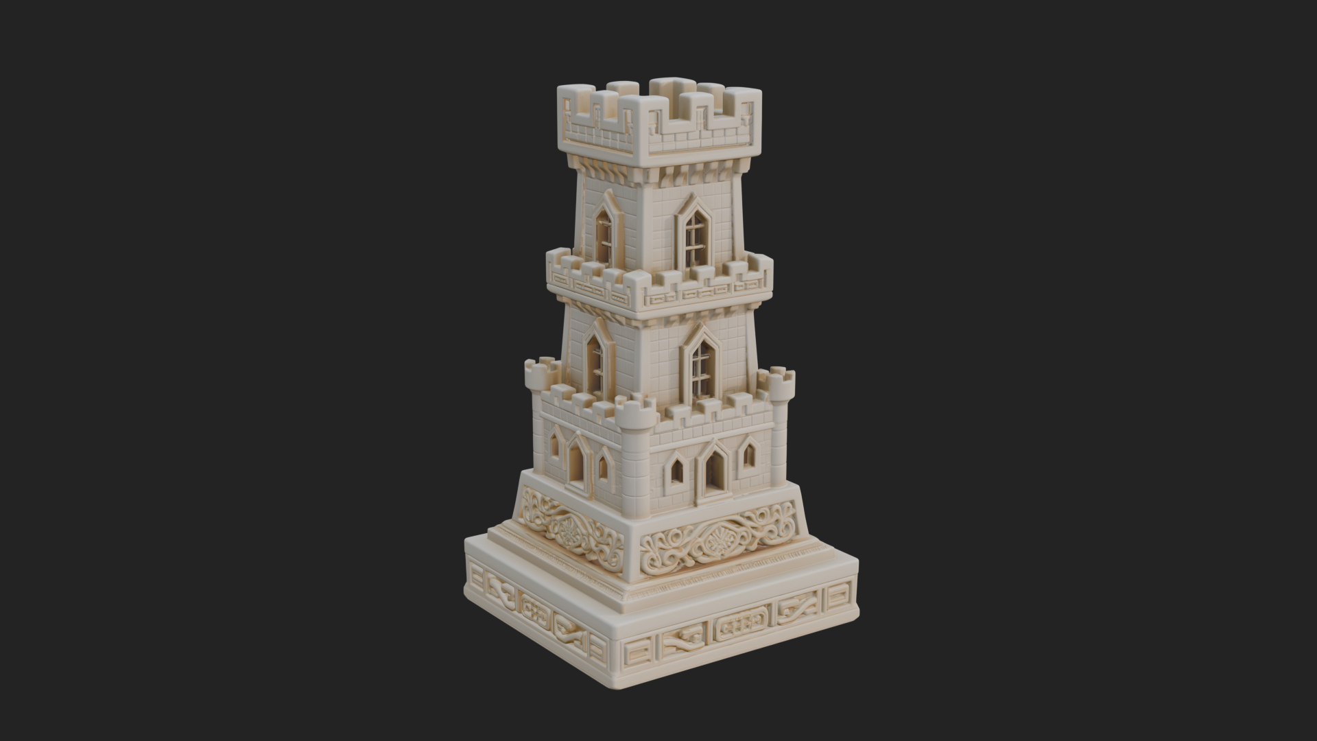 Castle Rook Chess Tower Design 36 3D Print Model 3D Model