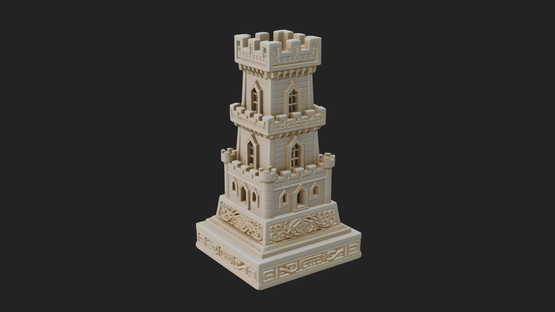Castle Rook Chess Tower Design 36 3D Print Model 3D Model