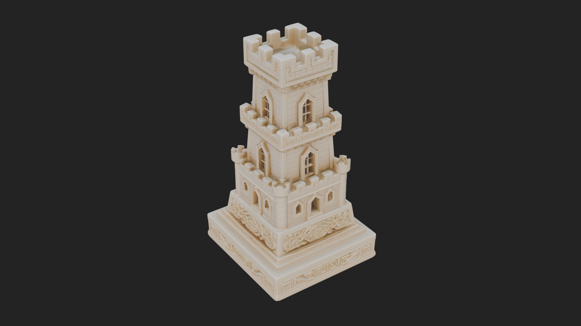 Castle Rook Chess Tower Design 36 3D Print Model 3D Model