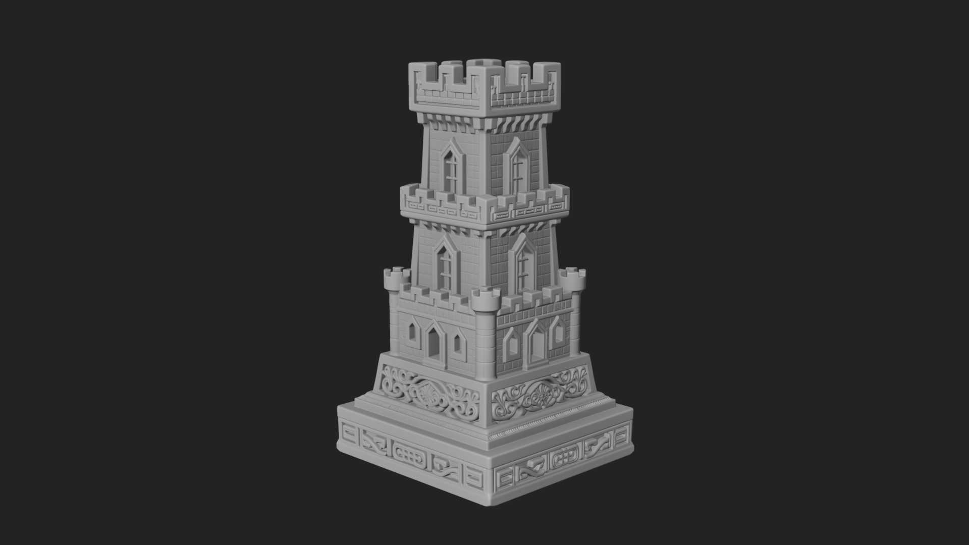 Castle Rook Chess Tower Design 36 3D Print Model 3D Model