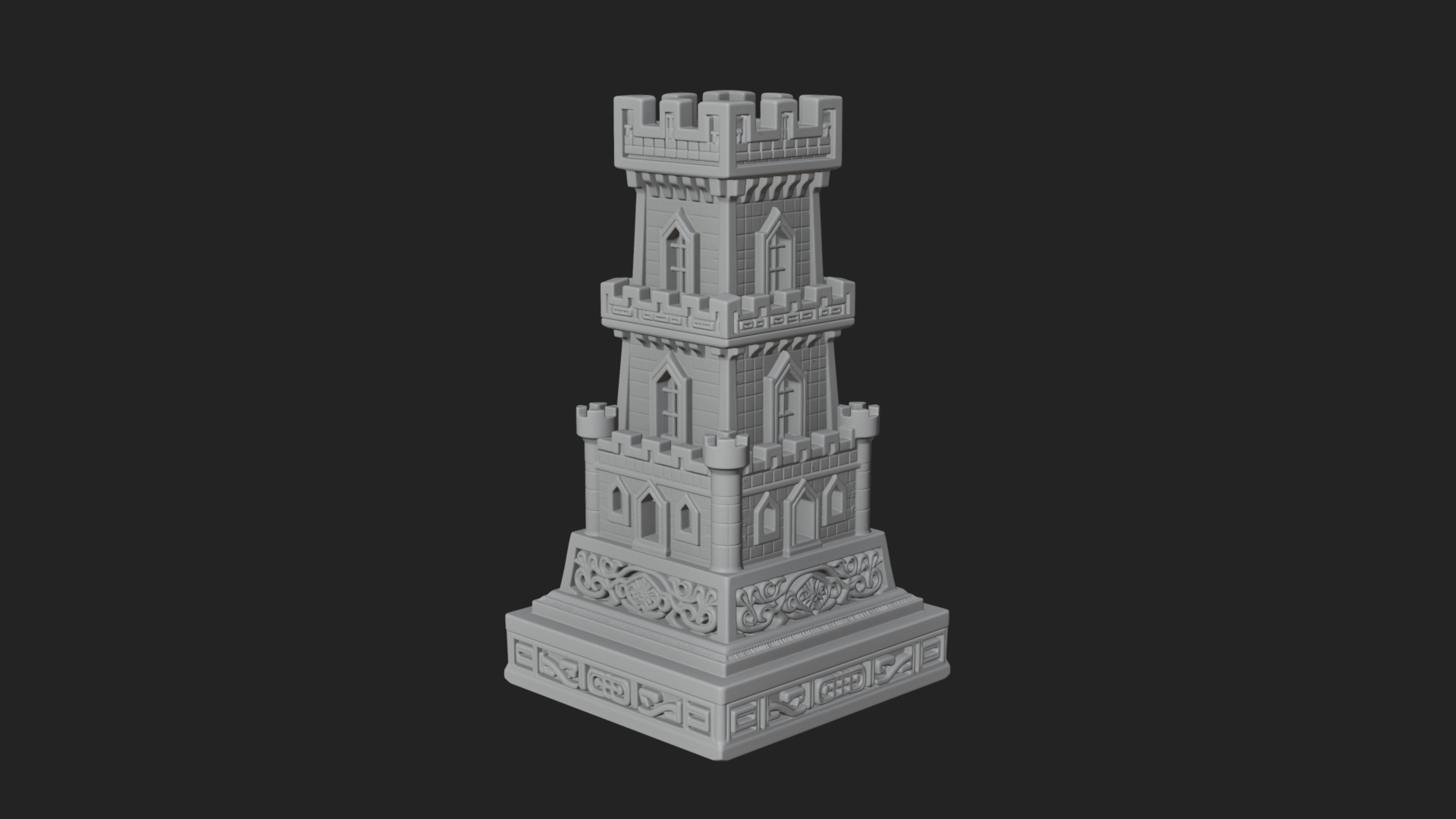 Castle Rook Chess Tower Design 36 3D Print Model 3D Model