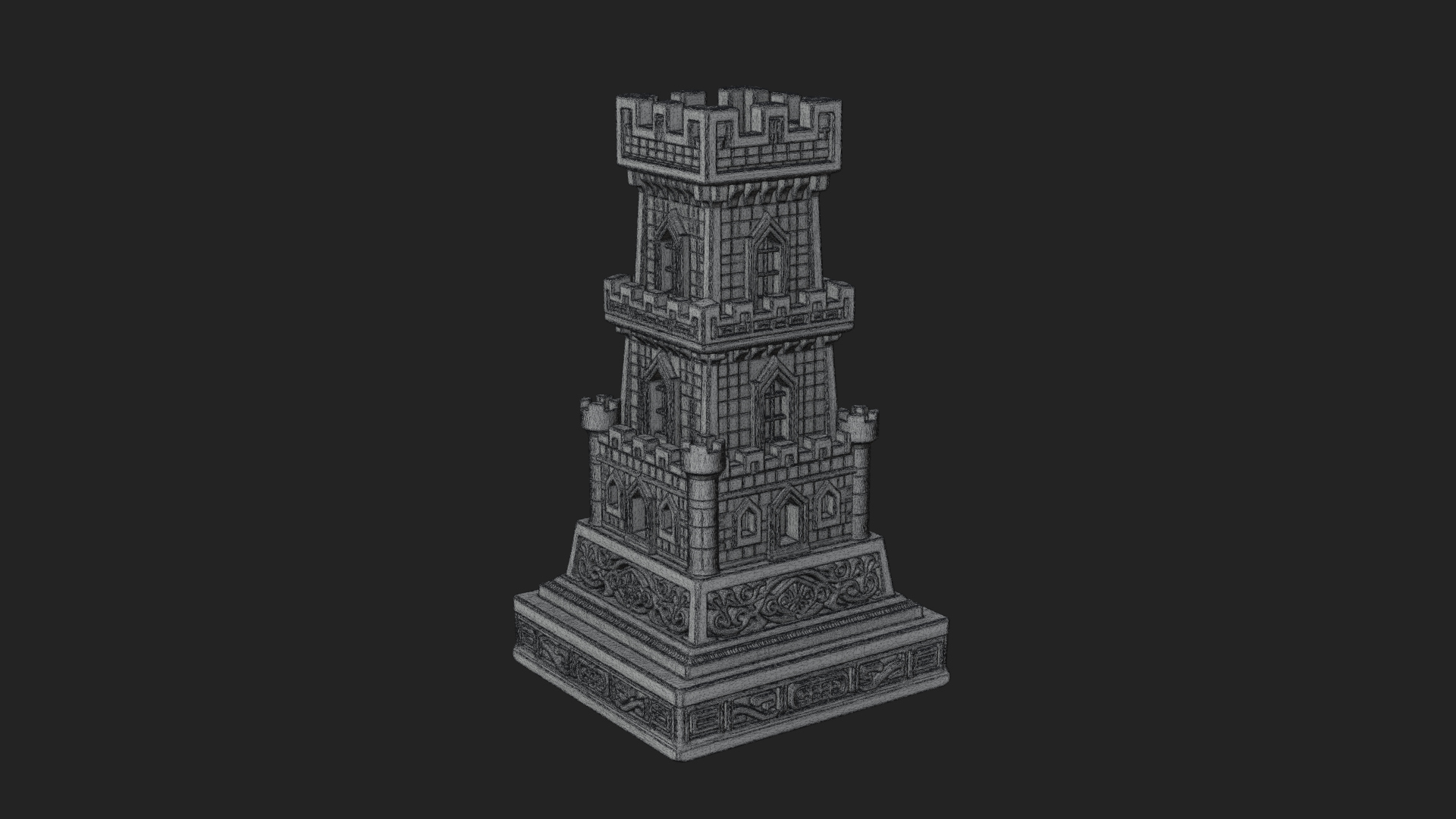 Castle Rook Chess Tower Design 36 3D Print Model 3D Model