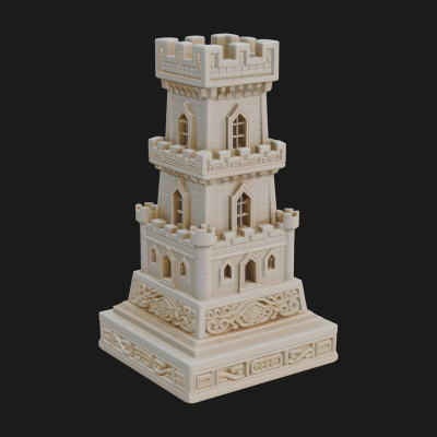 Castle Rook Chess Tower Design 36 3D Print Model