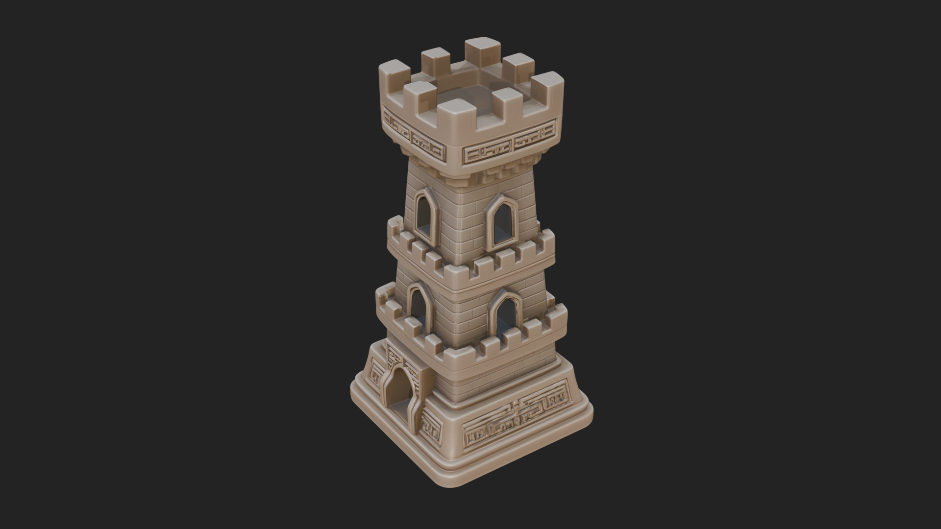 Castle Rook Chess Tower Design 38 3D Print Model 3D Model