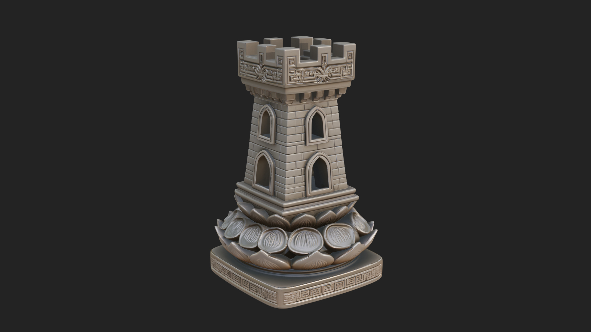Castle Rook Chess Tower Design 4 3D Print Model 3D Model