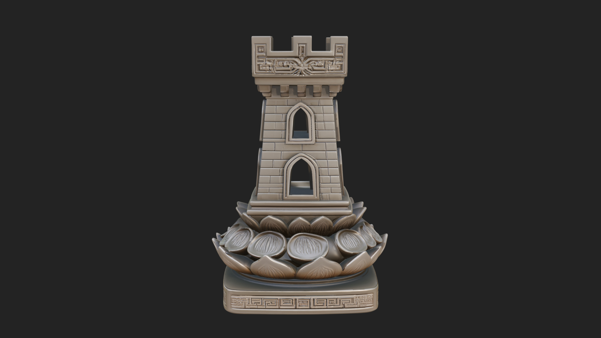 Castle Rook Chess Tower Design 4 3D Print Model 3D Model