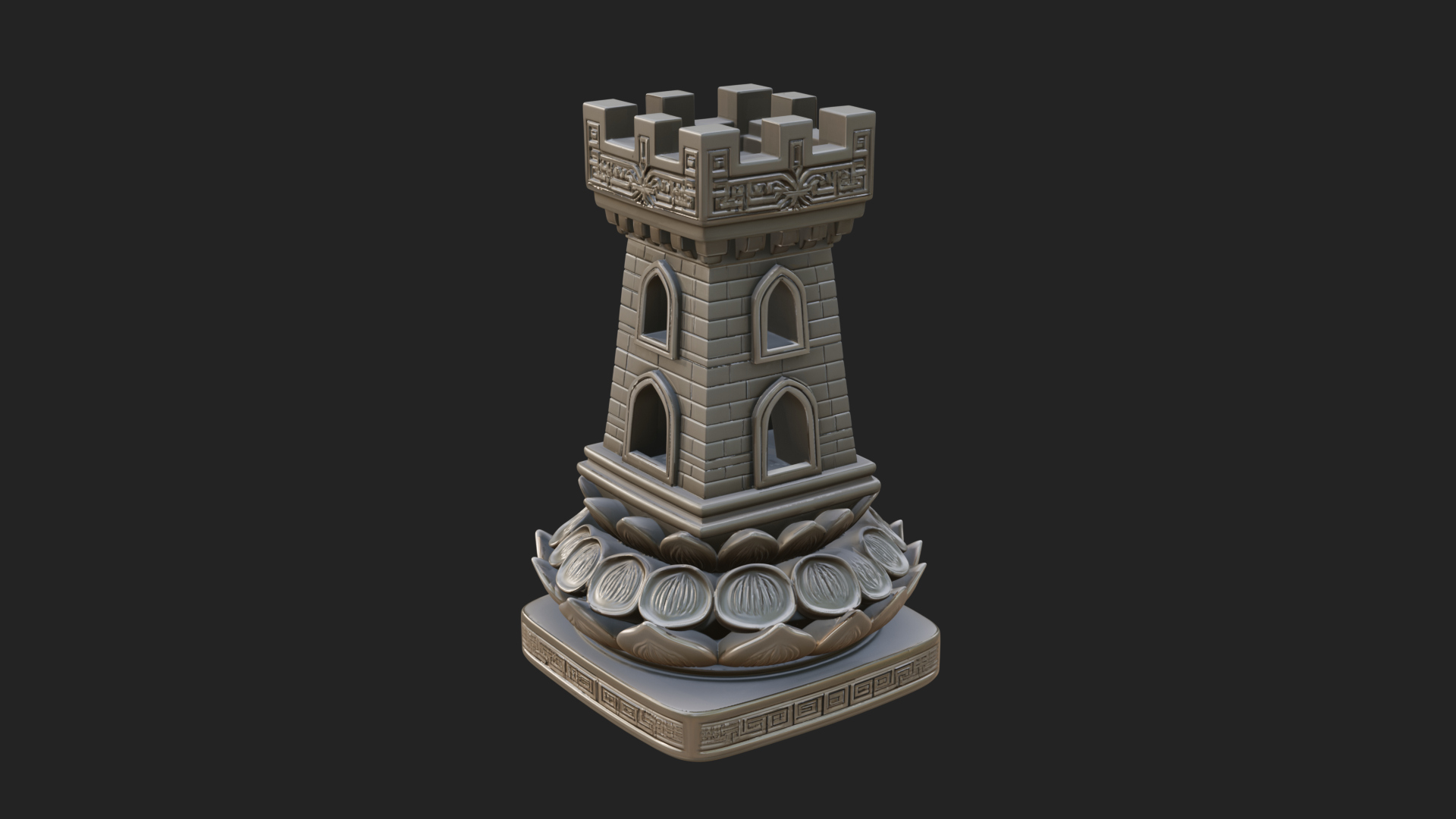 Castle Rook Chess Tower Design 4 3D Print Model 3D Model