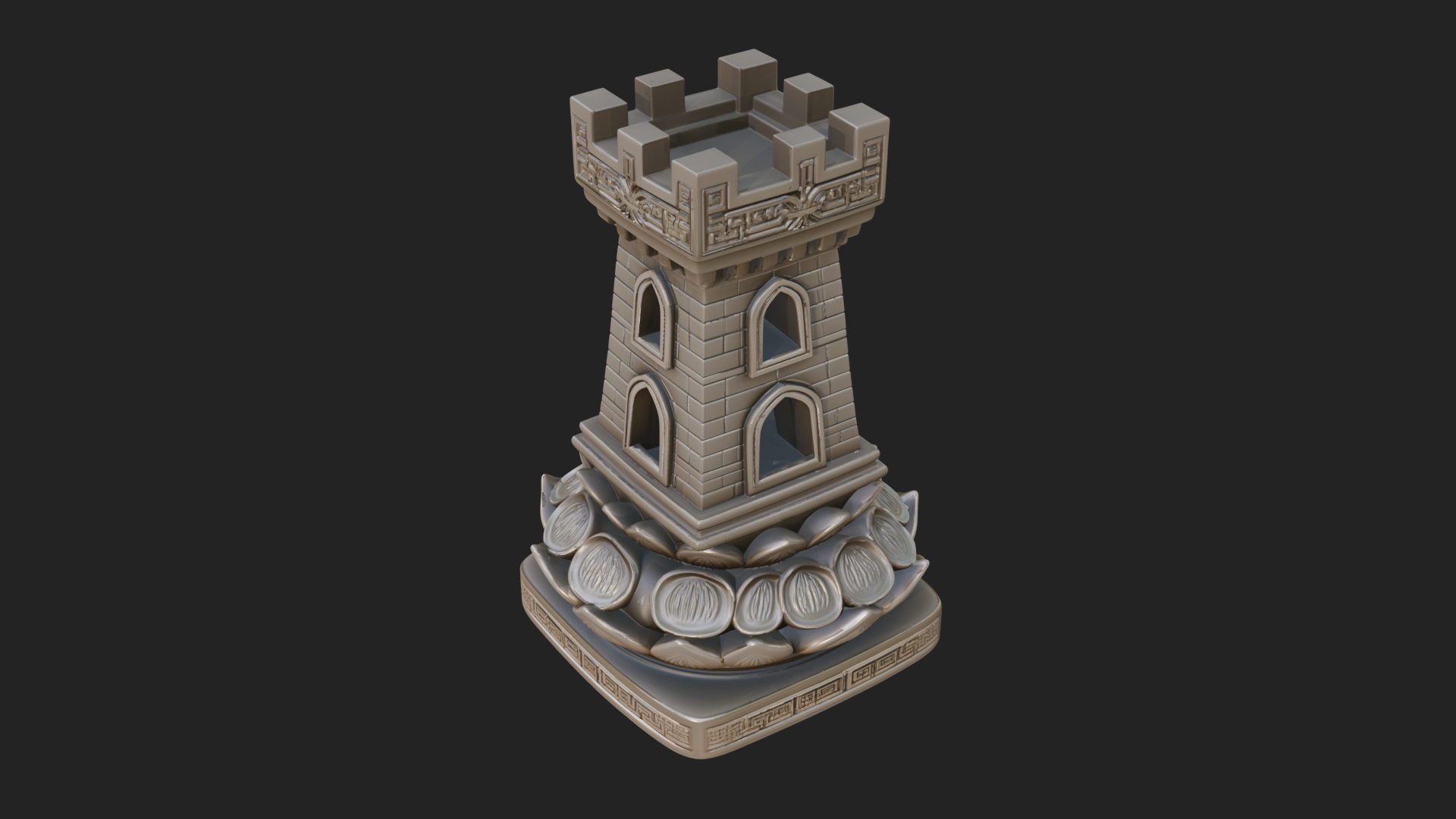 Castle Rook Chess Tower Design 4 3D Print Model 3D Model