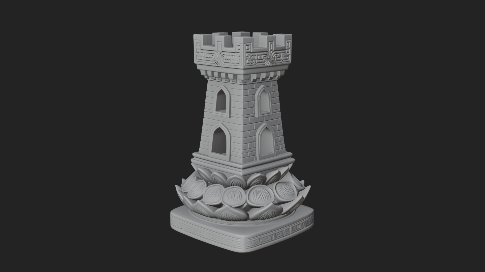 Castle Rook Chess Tower Design 4 3D Print Model 3D Model