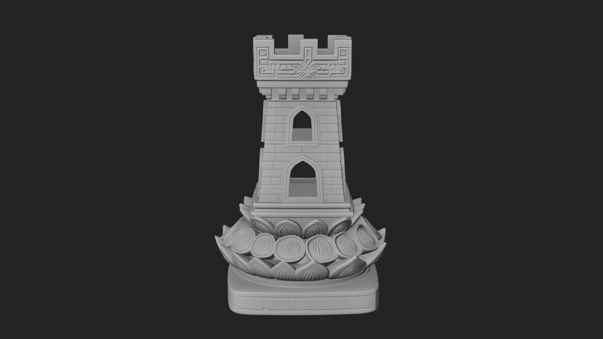 Castle Rook Chess Tower Design 4 3D Print Model 3D Model