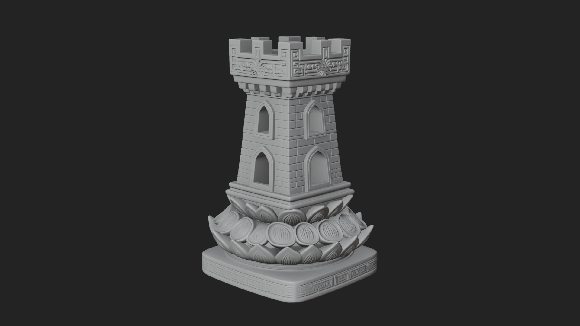 Castle Rook Chess Tower Design 4 3D Print Model 3D Model